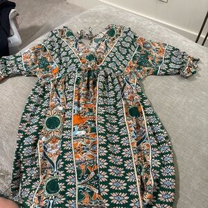 Floral Green and Orange Dress